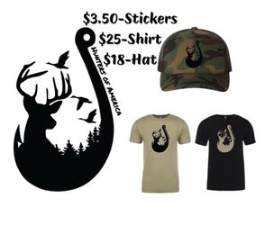 Shirts, hats, stickers for sale