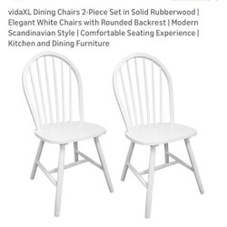 Set Of 2 Wooden Dining Chairs In White 