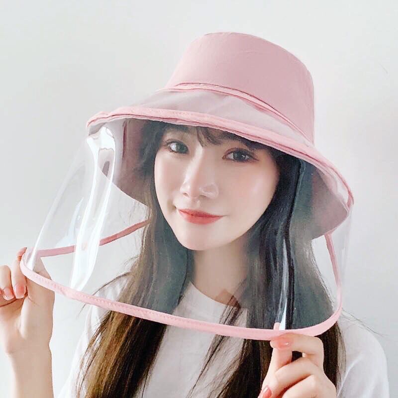Removable face shield bucket hat (Pink)