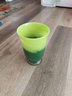 Studio art glass, two-tone green Floral Vase.