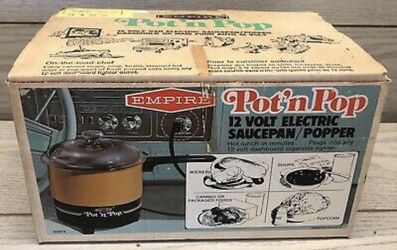Never used Vintage Empire Pot N Pop 12 Volt Electric Pot Camping RV Travel Sauce Pan/Popper