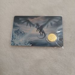 Gold Ice Dragon Coin On Card