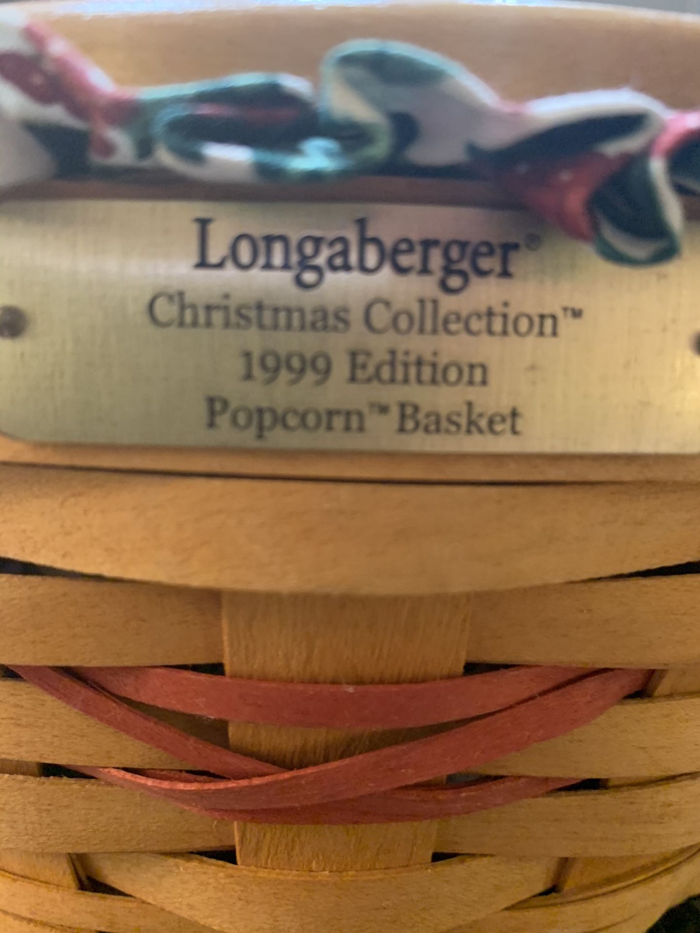 Longaberger Popcorn XMas 1999 Basket