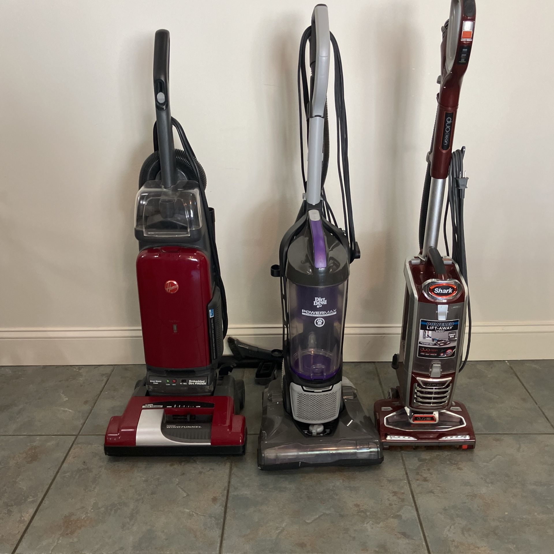 All 3 Vacuums    Hoover. Dirt Devil And Shark. Work Great