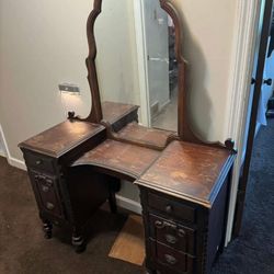 Vintage King Haase Antique Vanity w/Original Mirror  & Original Wooden Rollers  ( 2 are missing but doesn’t interfere with use )  Circa 1920 -$400 