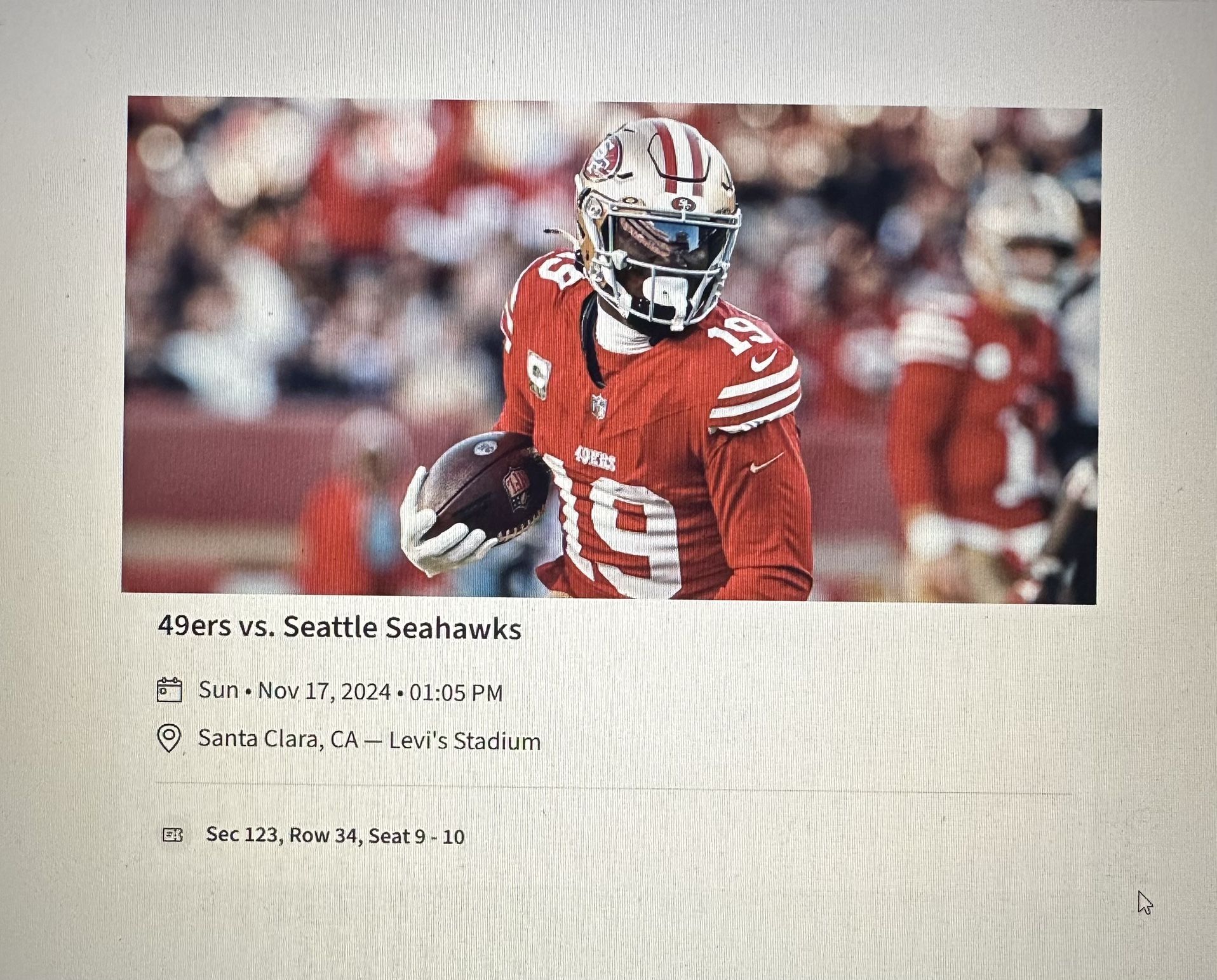 Niners Vs. Seahawks Great Seats