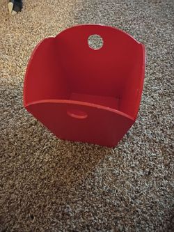 Red wood  Storage Bin with Handle