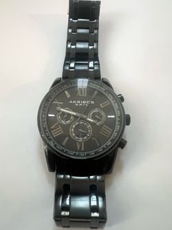 AKRIBOS XXIV Mens AK736BK Black Chrono Stainless Steel 45mm Watch 133550