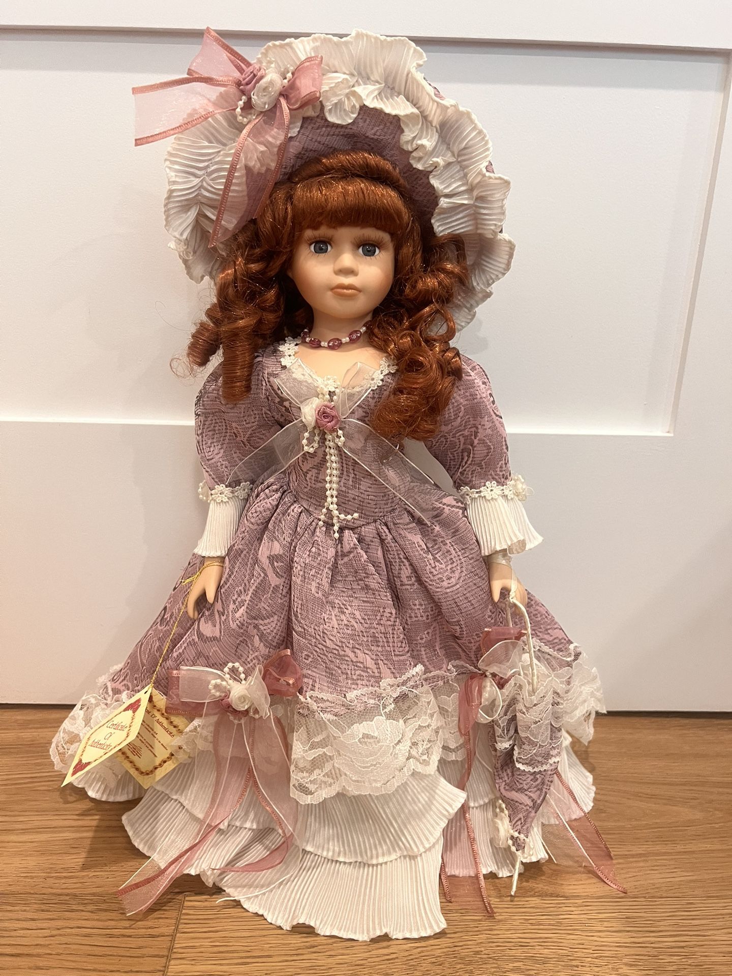 Dan Dee Genuine Fine Bisque Porcelain Doll Collector's Choice w certificate 16”