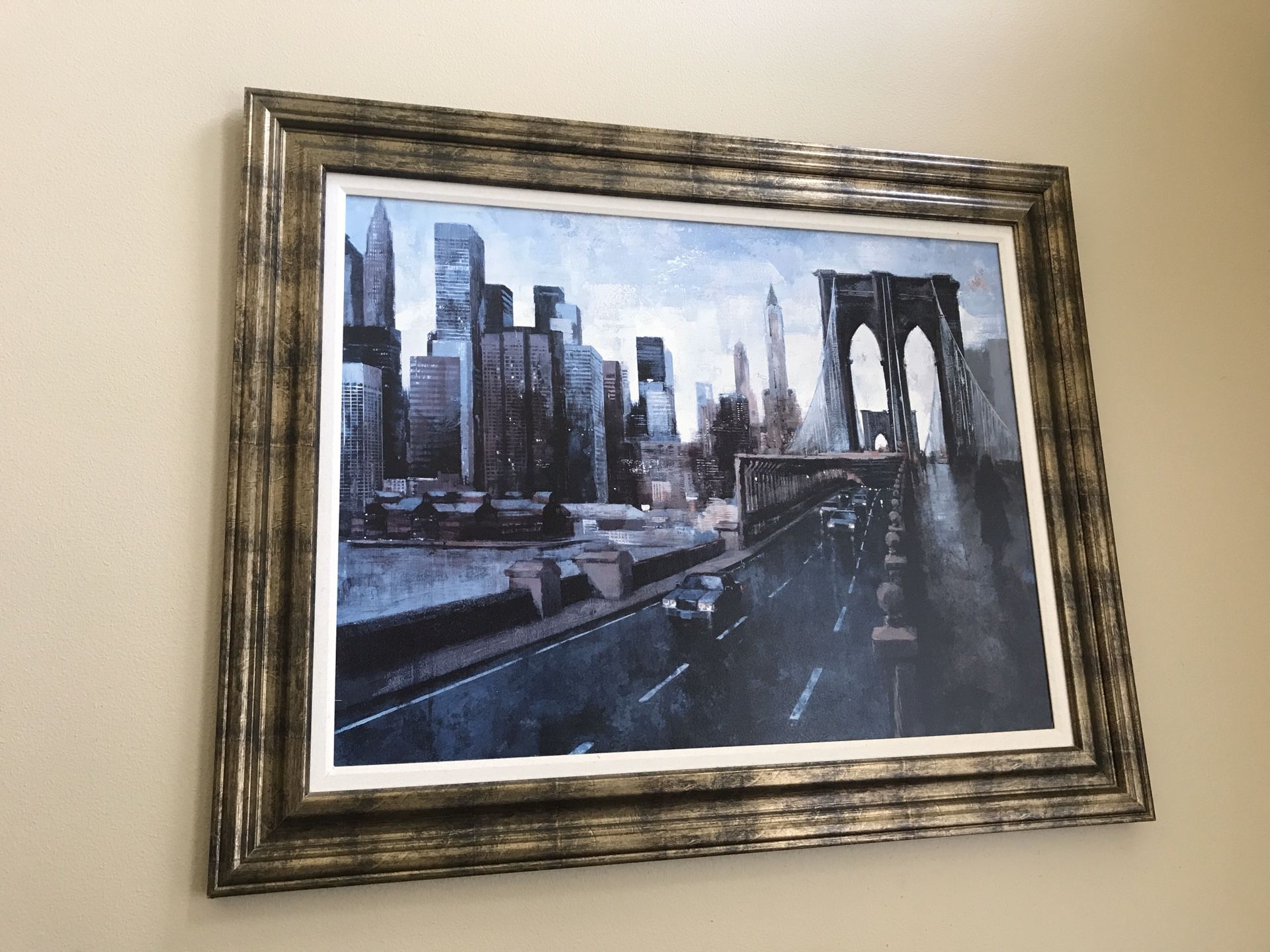 NYC canvas painting in frame
