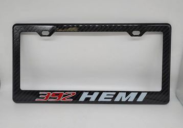 BRAND NEW 392 HEMI 100% Real Carbon Fiber License Plate Frame Tag Cover Original 3K