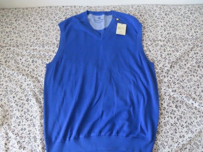 donald ross sportswear Cotton Jersey V-Neck Vest CLASSIC FIT XL blue NWT