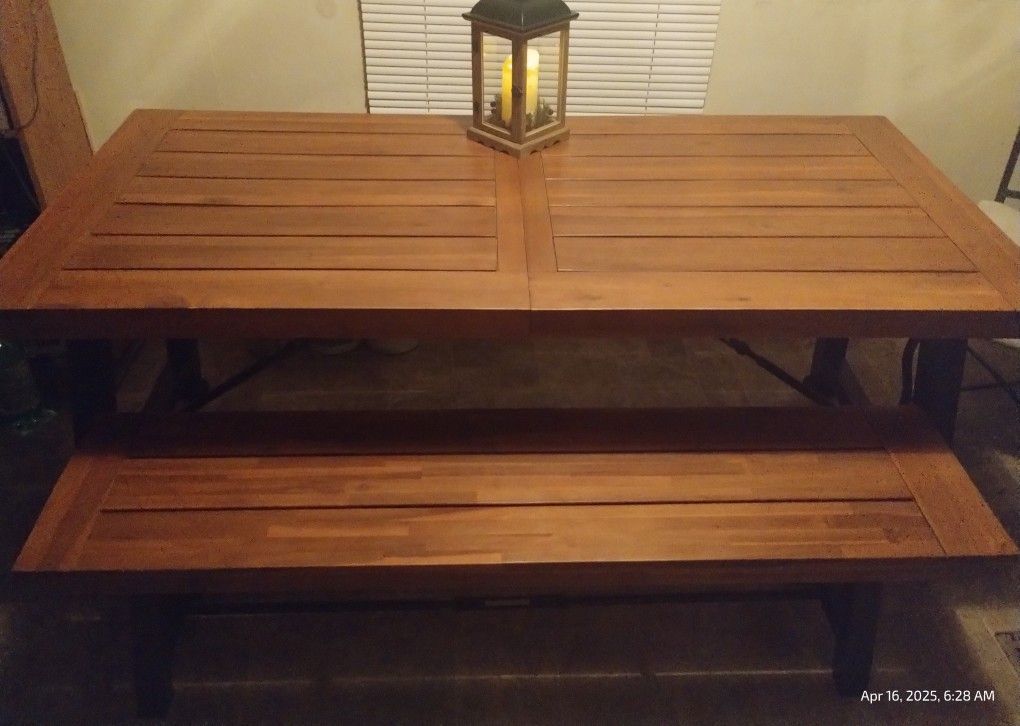 Wood Table With Bench