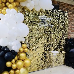 Gold Sequin Wall Backdrop 8x8ft