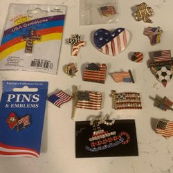 American Flag Collectors Pins (17 Pieces) All For Only 4.00