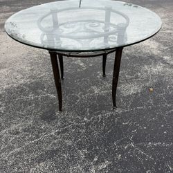 Outdoor Glass Table, Metal Supports