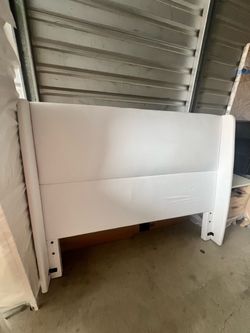 QUEEN White Upholstered Bed Headboard
