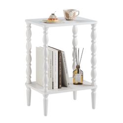 Small Side Table, 2-Tier Walnut Wooden End Table with Vintage Spindle Legs Accent Night Stand with Storage Shelf for Narrow Spaces, Wood Nightstand Be