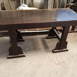 One-Piece African Blackwood Solid Slab Table live edge– Customizable Base
