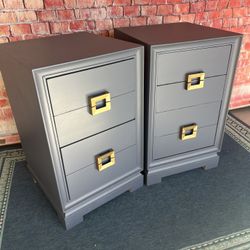 Nightstands Side Table Set 0f 2 Gray MCM 