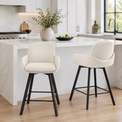 Ivory 360° Swivel Counter Height Bar Stools – Set of 2
