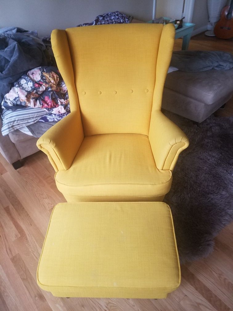 Yellow wingback IKEA chair - MOVING NEXT MONTH