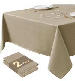 🆕 in 📦 2Pack 6ft Nature Tablecloth Rectangle,Waterproof Slub Textured60x102Inch,Stain Resistant Neutral Linen-Look Table Clothes for Farmhouse/Party