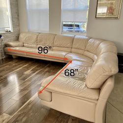 Natuzzi Nude Leather Sectional Sofa