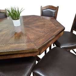 2-in-1 Game & Dining Table Set – Poker Top + 6 Chairs!