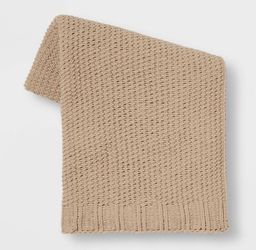Solid Chenille Knit Throw Blanket Neutral - Thresholdâ„¢