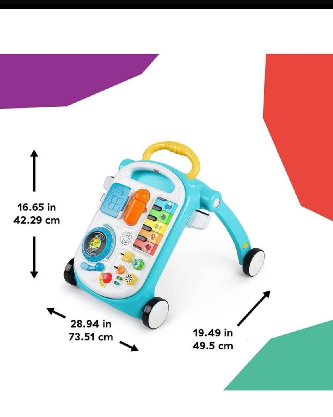 Baby Einstein Musical Mix ‘N Roll 4-in-1 Push Walker, Activity Center, Toddler Table & Floor Toy, 100+ Songs & Phrases, DJ Station with Piano