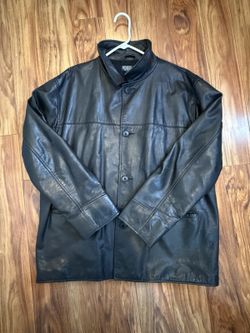 Vintage Polo Ralph Lauren Black Lined Leather Car Coat Biker Jacket XXL EUC