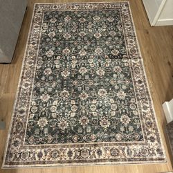 Green 4x6’ Washable Area Rug