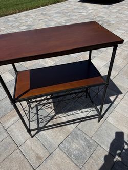 Wood and Metal Two-Tier Console Table