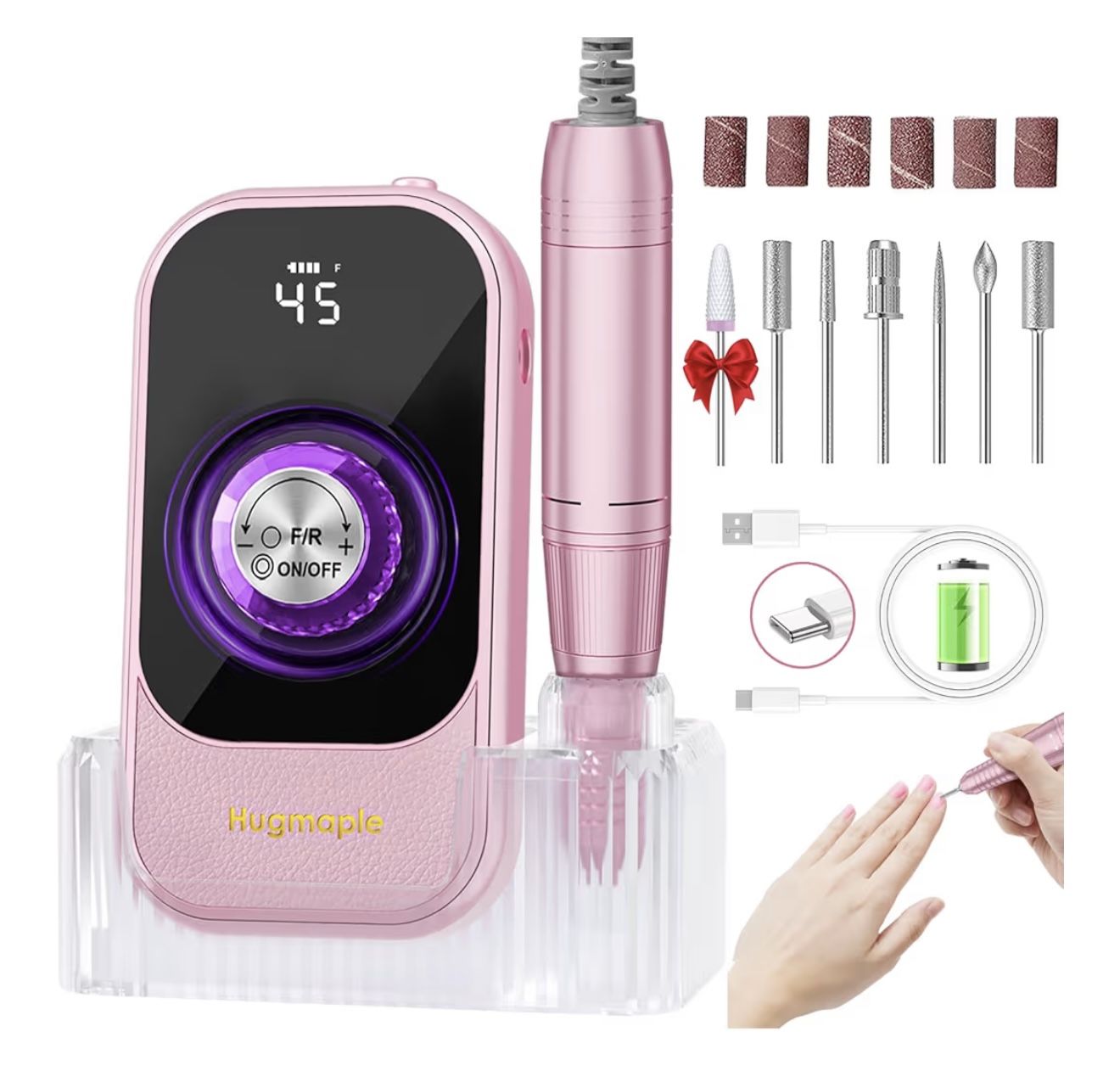 HUGMAPLE-Professional Electric Nail Drill File, HUGMAPLE 45000RPM