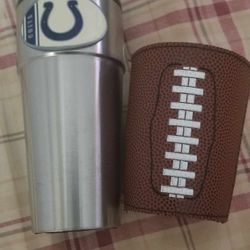 New - Insulated Stainless Steel Tumbler 20oz With Removable Pig Skin "Football" Sleeve