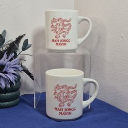 Pair of 'Mah Jongg Mavin' Coffee Mugs 8 oz NWOT 