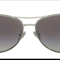 New Coach Women's Silver Tone Aviator Sunglasses With Ombre Temples