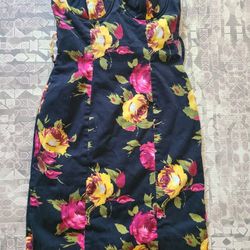 Forever 21 Strapless Floral Pencil Dress, Size S