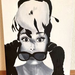 Audrey Hepburn Acrylic Painting 18x24 Wall Art