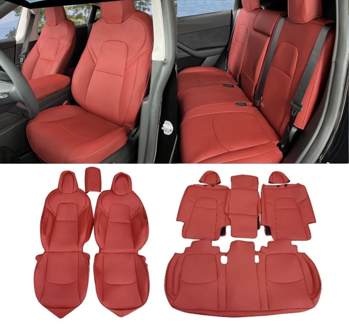 Tesla model Y Custom Red Seat Covers