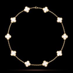 VC & Arpels Vintage Alhambra 10-Motif Mother Of Pearl Yellow Gold Necklace