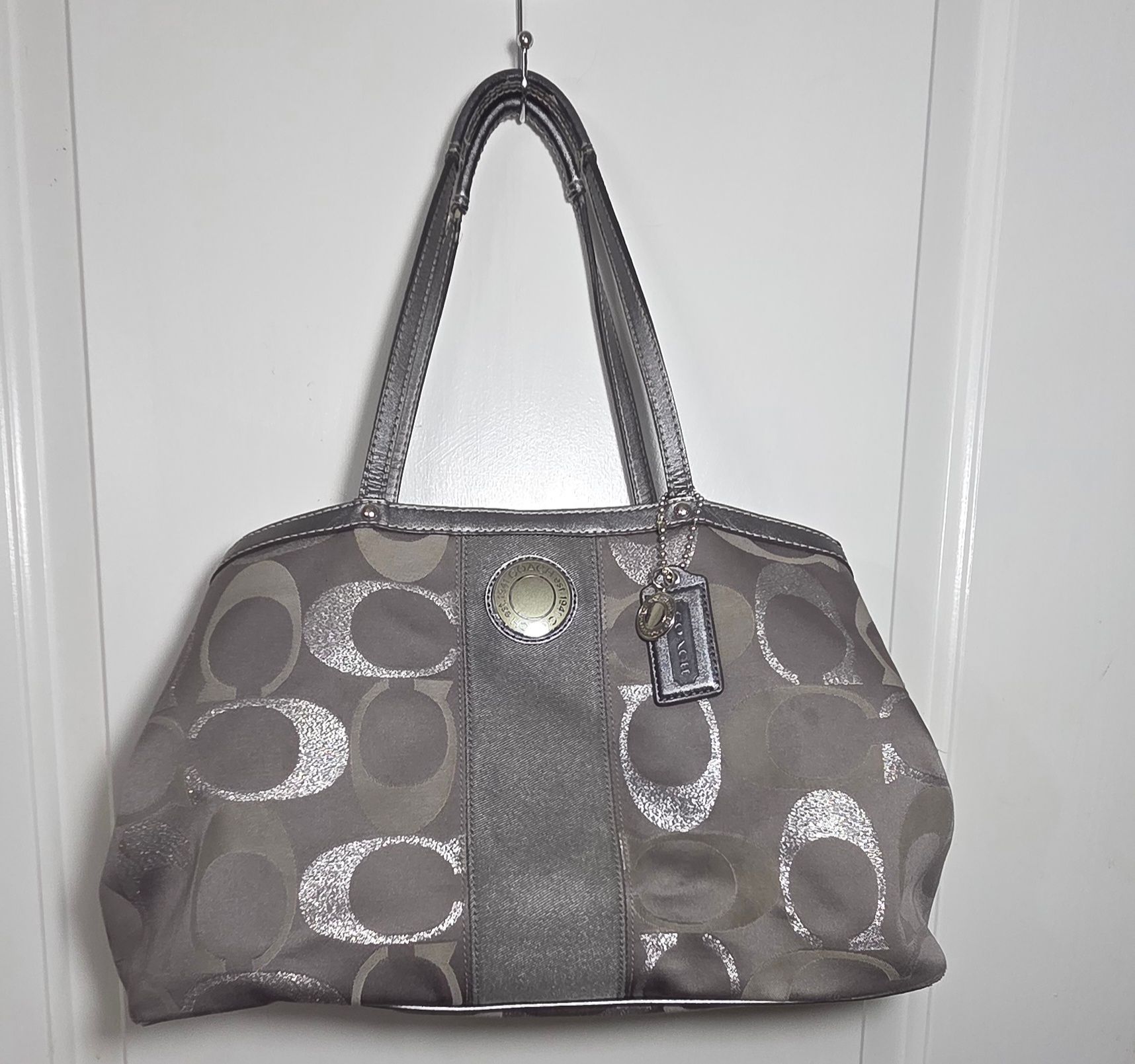 Grey kiss lock bag