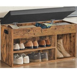 Rustic Wood Shoe Bench with Storage