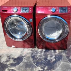 Samsung washer and gas dryer beautiful red very clean 