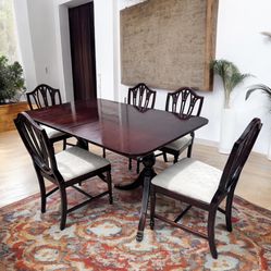 Henkel Harris Carved Mahogany Dining Table And 5 Chairs