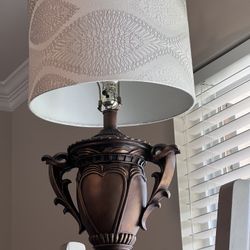 2 Large Bronze/Beige Lamps