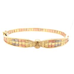 14KT Tri Color Gold Cuff Bracelet 15.40g I-978