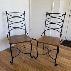 2 Vintage Look Wooden Chairs