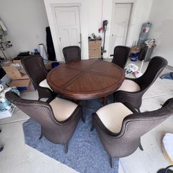 Kuliwood And Leather Table And 6 Chairs